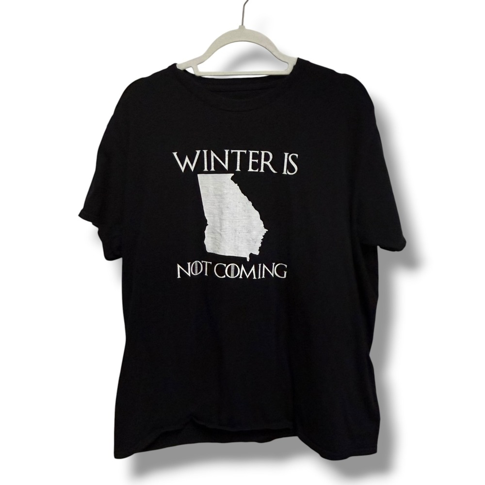 Hanes Nano-T Winter Is Not Coming Georgia Graphic Tee Black Unisex XL Cotton